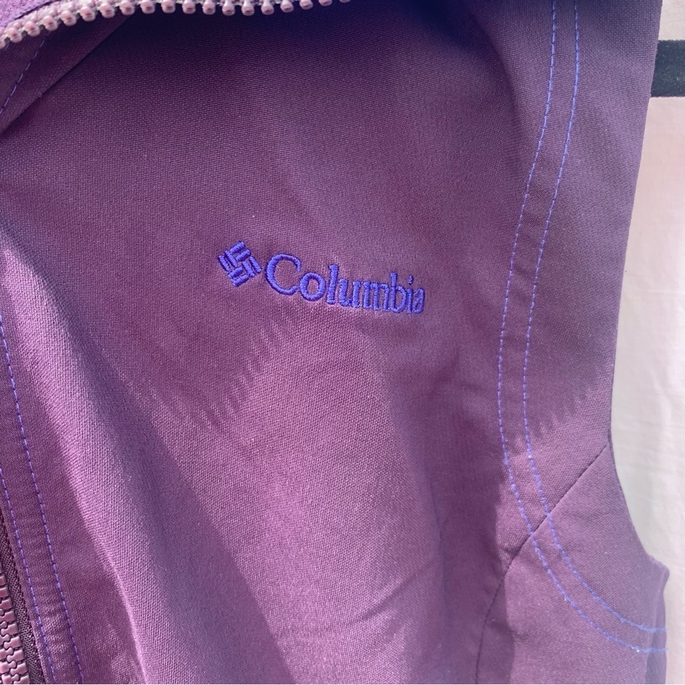 Columbia Purple & Blue Fleece-Lined Hiking Hooded Vest Y2K Outdoor Granola Girl - Picture 5 of 9